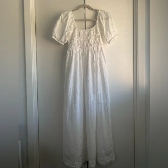 Topshop White Smocked Midi Dress - Picture 5 of 7